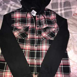 Flannel hooded jacket